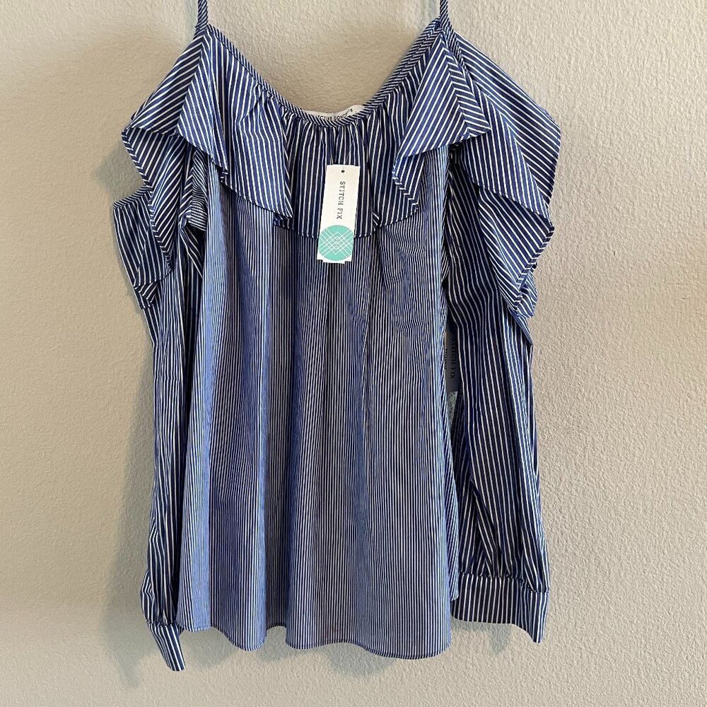 Collective Concepts Giada Cold Shoulder Poplin Top- Sz XXL (NWT)